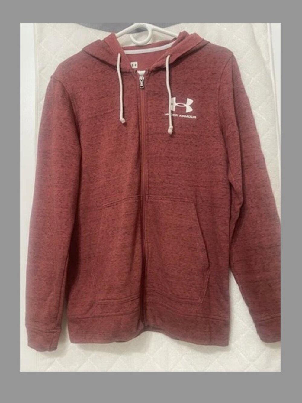 Under Armour Hoodie Mens Burgundy Zipped Jacket SZ SM
